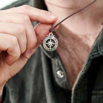 Travel Safe Outline Compass Personalised Necklace, 2 of 12