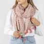 Pink Printed Ikat Tassel Summer Scarf, thumbnail 1 of 12