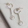 Sterling Silver Heart And Bar Studs, thumbnail 3 of 4
