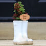 Personalised Braidley White Welly Boots Planter, thumbnail 3 of 9