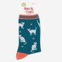 Women's White Cat Floral Bamboo Socks, thumbnail 4 of 4