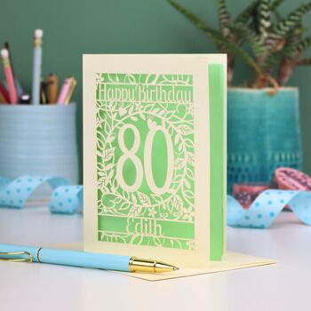 Personalised 80th Birthday Card Papercut Flower Design, 3 of 6