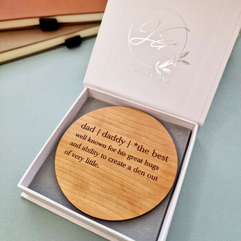 Personalised Wooden Dad Definition Coaster, Fathers Day, 2 of 5