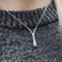 Wishbone Drop Pendant In Silver Or Gold, thumbnail 7 of 12