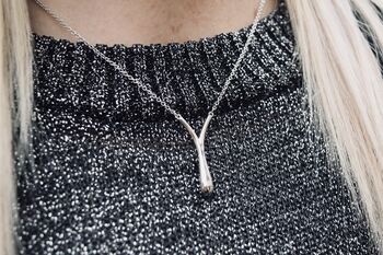 Wishbone Drop Pendant In Silver Or Gold, 7 of 12