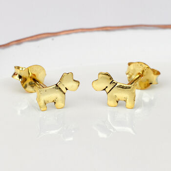 Sterling Silver Or Gold Plated Mini Scotty Dog Earrings, 2 of 6