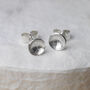 Leaf Texture Sterling Silver Dome Stud Earrings, thumbnail 2 of 4