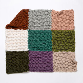 Chunky Check Blanket Beginner Knitting Kit, 4 of 9