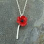 Poppy Red Flower On Stem Pendant Necklace, thumbnail 2 of 5