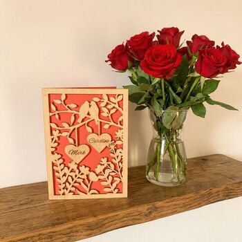 Personalised Wooden Couples Wedding Anniversary Card, 6 of 6