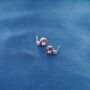 Round Dainty Pink Tourmaline Cz Stone October Silver Stud Earrings, thumbnail 6 of 9