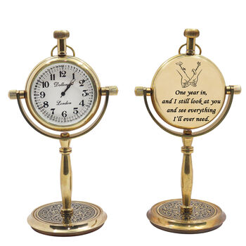 Personalised 1st Anniversary Gold Colour Table Clock Gift, 3 of 12