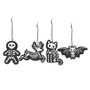 Set Of Four Black Creepy Skeleton Cookie Ornaments, thumbnail 2 of 3