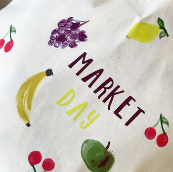 Hand Drawn Fruit Market Day Tote Bag, 3 of 4