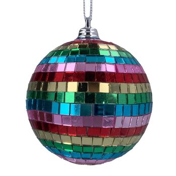 Multicoloured Disco Ball Christmas Tree Bauble, 2 of 2