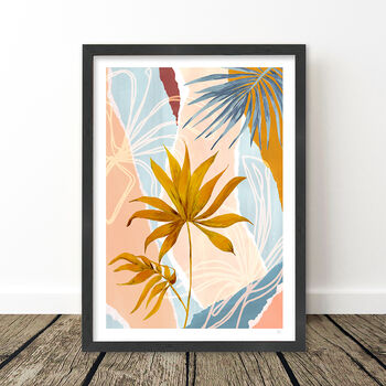 Blue And Yellow Gold Palm Leaf Art Print, 9 of 10