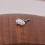 Sterling Silver Tiny White Opal Marquise Stud Earrings, thumbnail 3 of 10