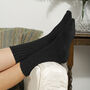Ribbed Women's Bed Socks – Black, thumbnail 2 of 3