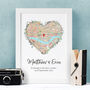 Personalised Map Print For Wedding / Engagement Etc, thumbnail 2 of 7