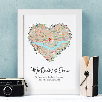 Personalised Map Print For Wedding / Engagement Etc, 2 of 7