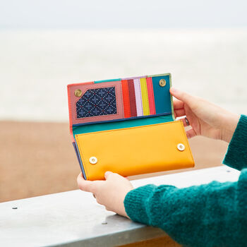 Recycled Leather Multicoloured Stripe Clutch Purse, 3 of 8