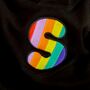 Black Kids Rainbow Embroidered Initial Hoodie, thumbnail 3 of 3