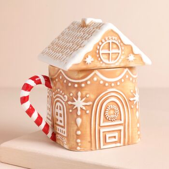 Gingerbread House Ceramic Mug With Lid, 4 of 6