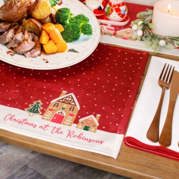 Christmas Table Place Mats Red Gingerbread Four Pack, 2 of 4