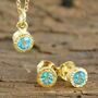 Blue Topaz Birthstone Rose/ Gold Plated Silver Stud Earrings, thumbnail 4 of 6