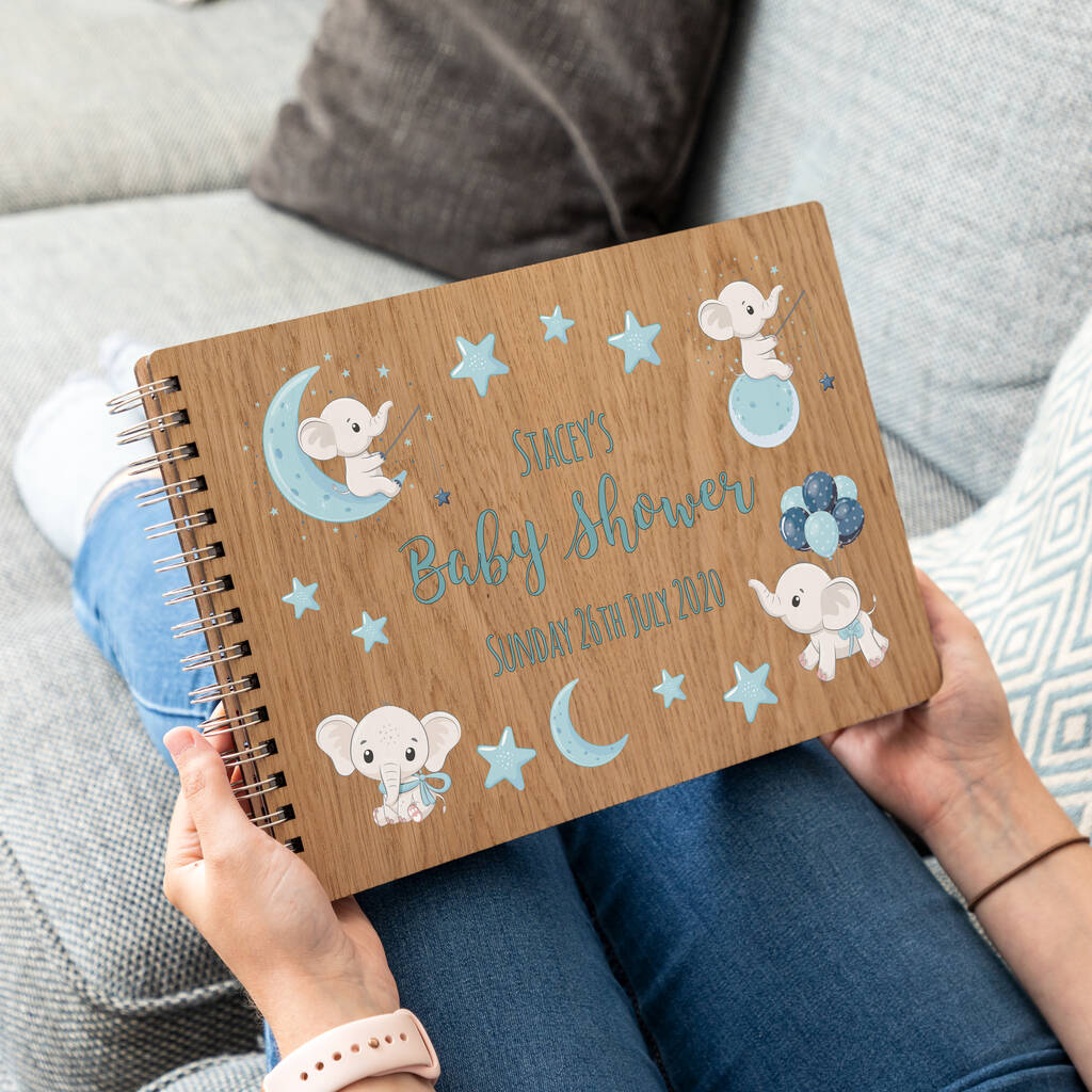 Personalised Baby Shower Elephant Guest Book, 1 of 6