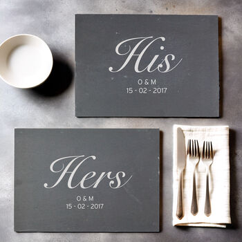 Personalised His And Hers Slate Placemat Set, 2 of 5