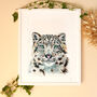 Inky Snow Leopard Illustration Print Supporting Conservation, thumbnail 1 of 8