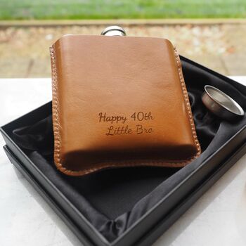 World Map Personalised Leather Hip Flask In Gift Box, 3 of 9
