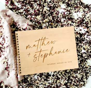 Wooden Calligraphy Style Wedding Guestbook Alternative, 7 of 10