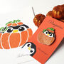 Pumpkin Penguin Enamel Pin: Glitter Halloween Badge, thumbnail 3 of 6