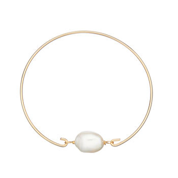 Silver Or Gold Large Single Pearl Bangle, 4 of 8