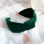 Dark Green Velvet Knot Headband, thumbnail 3 of 7
