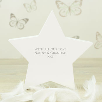 Personalised White Wooden Christening Star, 3 of 3