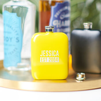 Personalised 18th Birthday Name And Year Hip Flask, 9 of 11