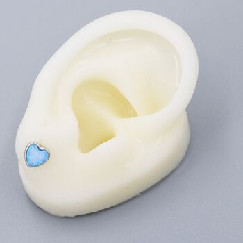 Blue Opal Heart Stud Earrings In Sterling Silver, 6 of 7