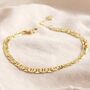 Flat Figaro Chain Anklet In Gold Plating, thumbnail 3 of 4