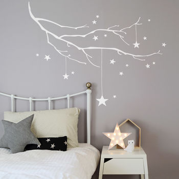 Winter Branch With Stars Fabric Wall Sticker, 2 of 6