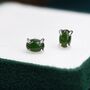 Genuine Green Japer Jade Oval Stud Earrings, thumbnail 1 of 10