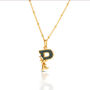 Gold Plated P Initial Necklace With Green Marble, thumbnail 2 of 6
