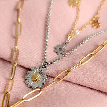 Set Of Three Flower Charm Chain Necklaces For Women, 3 of 6