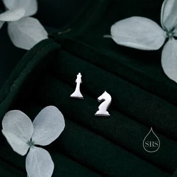 Tiny Chess Piece Stud Earrings In Sterling Silver, 4 of 11