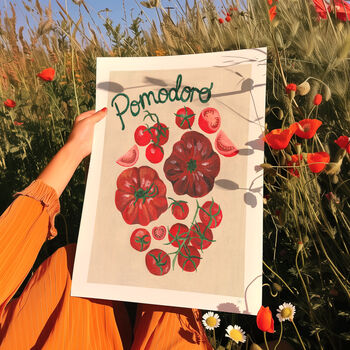 Pomodoro Tomato Kitchen Wall Art | Hand Painted Print, 2 of 12
