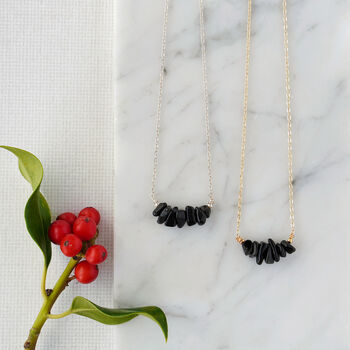 Gold Plated Black Obsidian Semi Precious Necklace, 3 of 5
