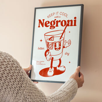 Retro Negroni Cocktail Art Print, 5 of 5