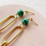 Malachite And Gold Chain Earrings, thumbnail 3 of 5